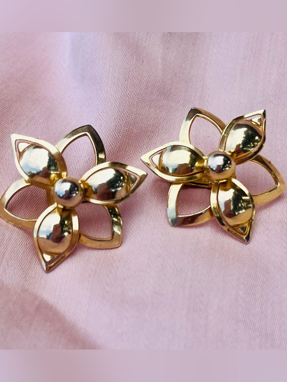 Gold Flower Clip-On Earrings -